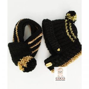 Gorro y bufanda tono negro