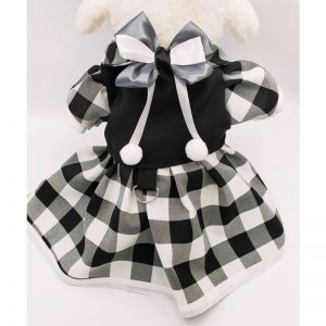 Vestido cuadrille blanco y negro